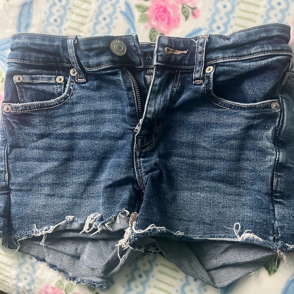 Denim Frayed Hem Blue Women's Short -